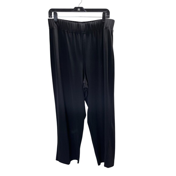 Susan Graver Pants Women's Size Petite Large Black Stretch Pull On Wide Leg - Picture 1 of 6